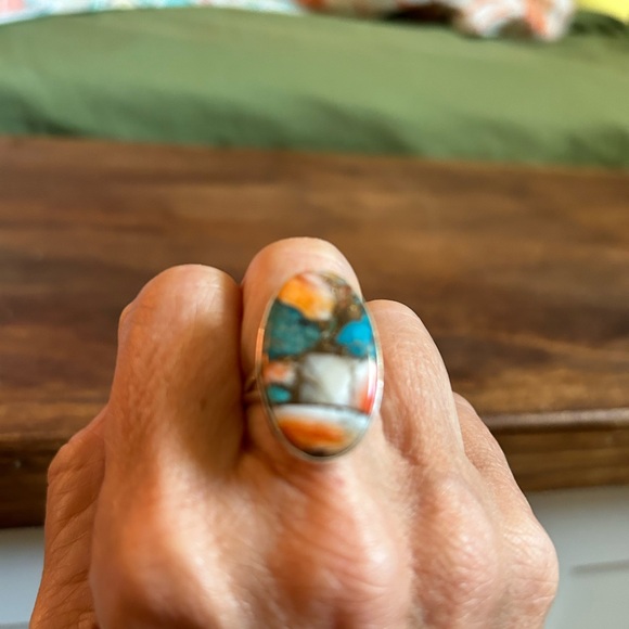 Handmade Turquoise Ring, Size 8 - Picture 3 of 5